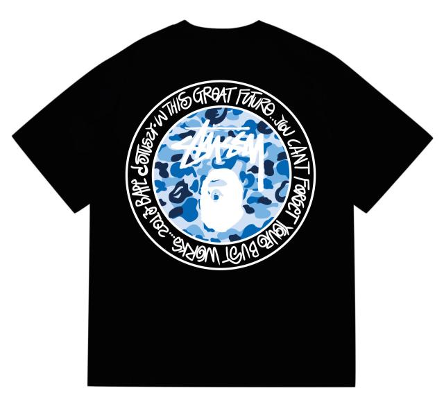 Bape x Stussy T-Shirt Black White