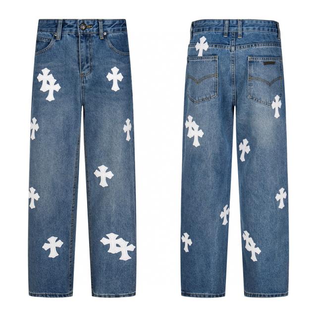 Chr0me Hearts CH Cross White Pants Denim Jeans