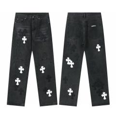 Chr0me Hearts CH White Cross Pants Black Jeans