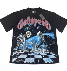 28302660 Skeletons Playing Chess Against the Game Printed Washed Version Tee