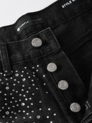 1:1 Quality Version Purple Rhinestone Baggy Jeans