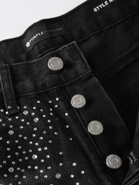 1:1 Quality Version Purple Rhinestone Baggy Jeans