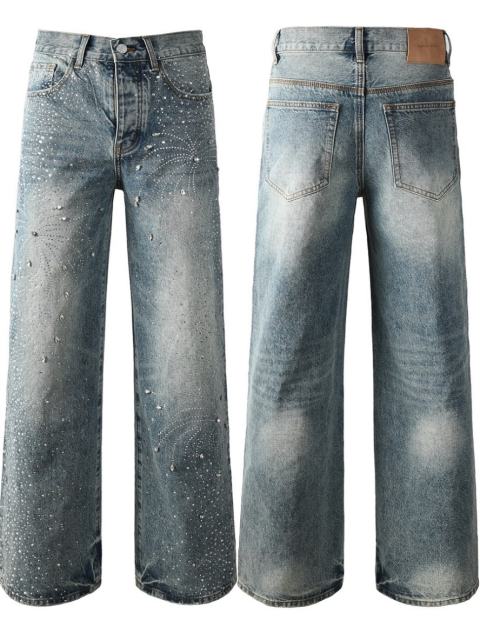 1:1 Quality Version Purple Rhinestone Baggy Jeans