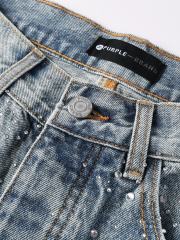1:1 Quality Version Purple Rhinestone Baggy Jeans