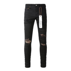 #9022 1:1 PURPLE BRΑND Black Cut Clean Fits Jeans