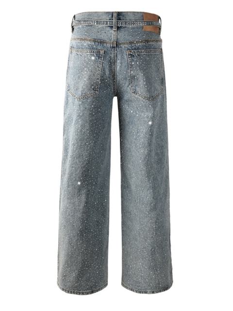 1:1 Quality Version Purple Rhinestone Baggy Jeans