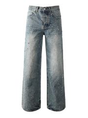 1:1 Quality Version Purple Rhinestone Baggy Jeans
