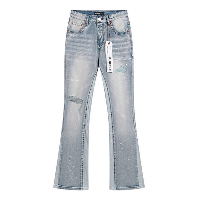 1:1 Quality Purple Brand Mens Distressed Flare Jeans
