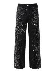 1:1 Quality Version Purple Rhinestone Baggy Jeans