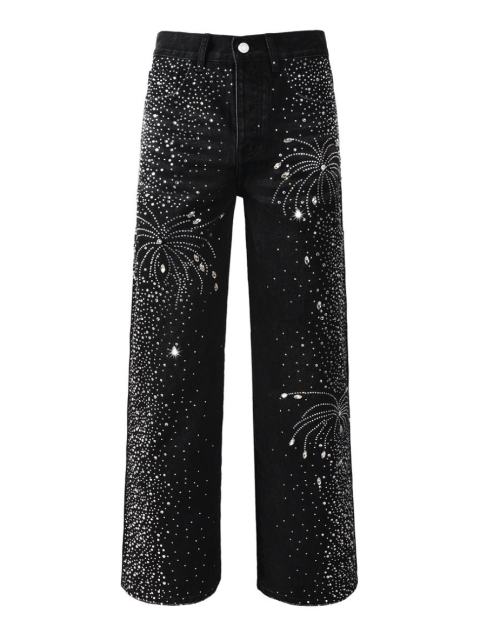 1:1 Quality Version Purple Rhinestone Baggy Jeans