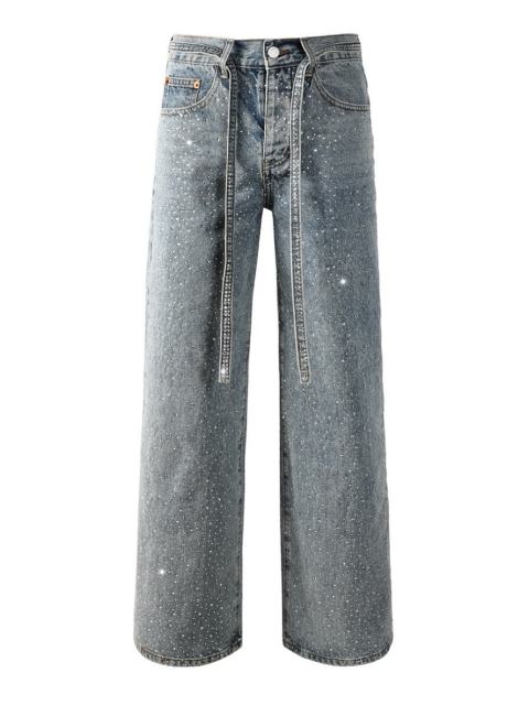 1:1 Quality Version Purple Rhinestone Baggy Jeans