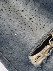 1:1 Quality Version Purple Rhinestone Baggy Jeans