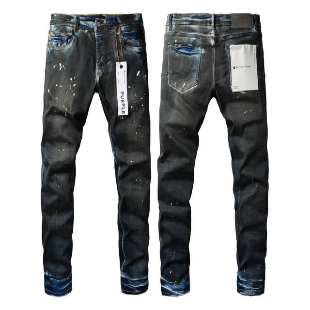 #9051 1:1 PURPLE BRΑND Black Denim Jeans