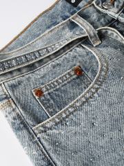 1:1 Quality Version Purple Rhinestone Baggy Jeans