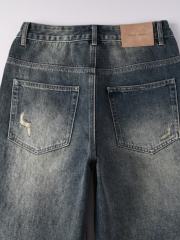 1:1 Quality Version Purple Rhinestone Baggy Jeans
