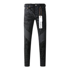 #9026 1:1 PURPLE BRΑND Black Snake Skin Jeans