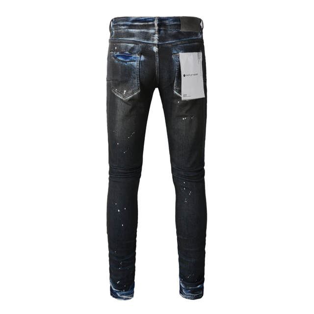 #9051 1:1 PURPLE BRΑND Black Denim Jeans