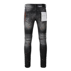 #9018 1:1 PURPLE BRΑND Black Destroy Denim Jeans