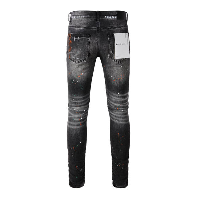 #9018 1:1 PURPLE BRΑND Black Destroy Denim Jeans