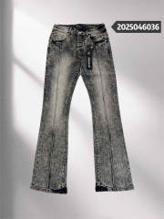 1:1 Quality Purple Brand Mens Distressed Gray Flare  Bootcut Jeans