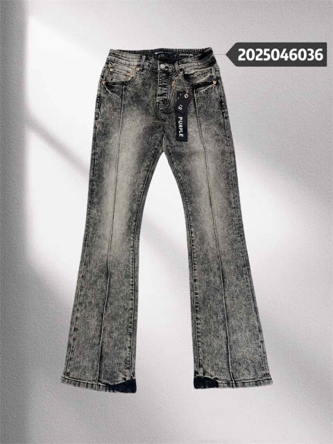 1:1 Quality Purple Brand Mens Distressed Gray Flare  Bootcut Jeans