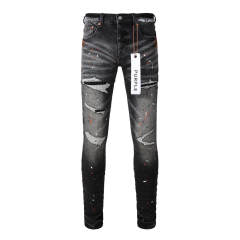 #9018 1:1 PURPLE BRΑND Black Destroy Denim Jeans