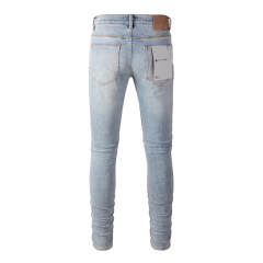 #9010 1:1 PURPLE BRΑND Light Indigo Big Hole Denim Jeans