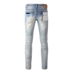 #9003 1:1 PURPLE BRΑND Light Indigo Cut Denim Jeans