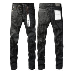 #9026 1:1 PURPLE BRΑND Black Snake Skin Jeans