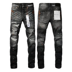 #9018 1:1 PURPLE BRΑND Black Destroy Denim Jeans