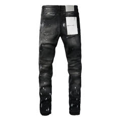 #9002 1:1 PURPLE BRΑND Black Splatter Ink Jeans