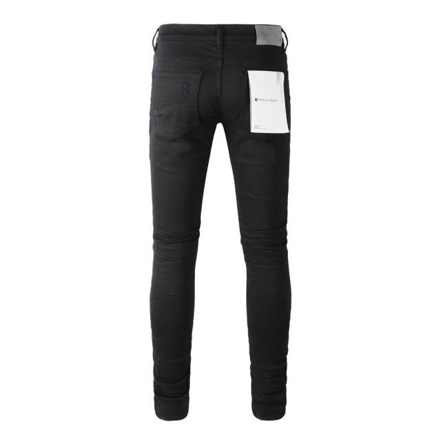 #9022 1:1 PURPLE BRΑND Black Cut Clean Fits Jeans