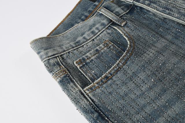 [Hot] 1:1 PURPLE BRΑND Rhinestone Straight Denim Jeans