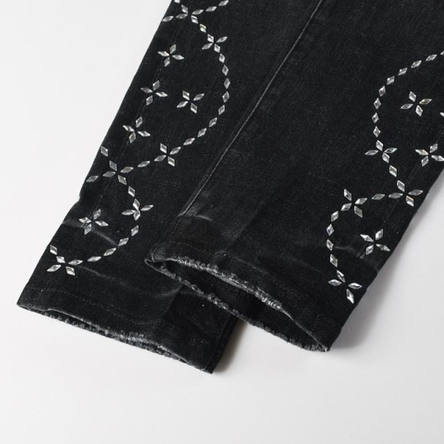 1:1 PURPLE BRΑND Rhinestone Black Jeans