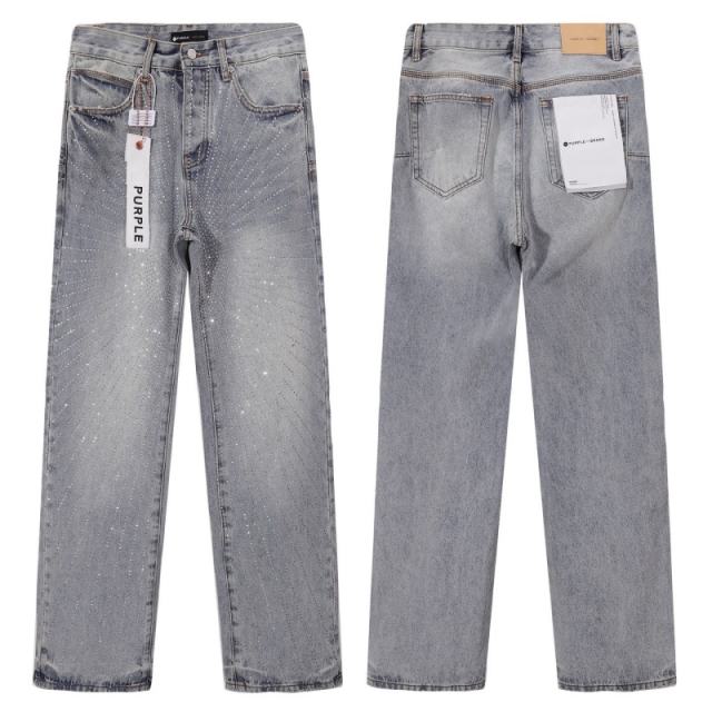[Hot] 1:1 PURPLE BRΑND Rhinestone Straight Denim Jeans