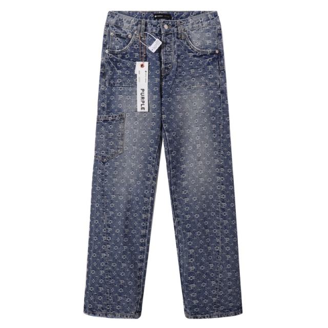 1:1 PURPLE BRΑND Monogram Straight Denim Jeans