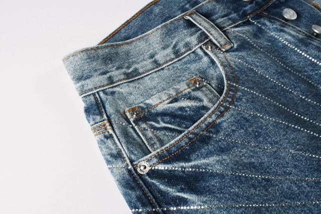 [Hot] 1:1 PURPLE BRΑND Rhinestone Straight Denim Jeans