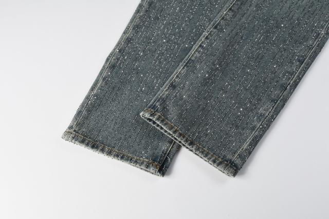 [Hot] 1:1 PURPLE BRΑND Rhinestone Straight Denim Jeans