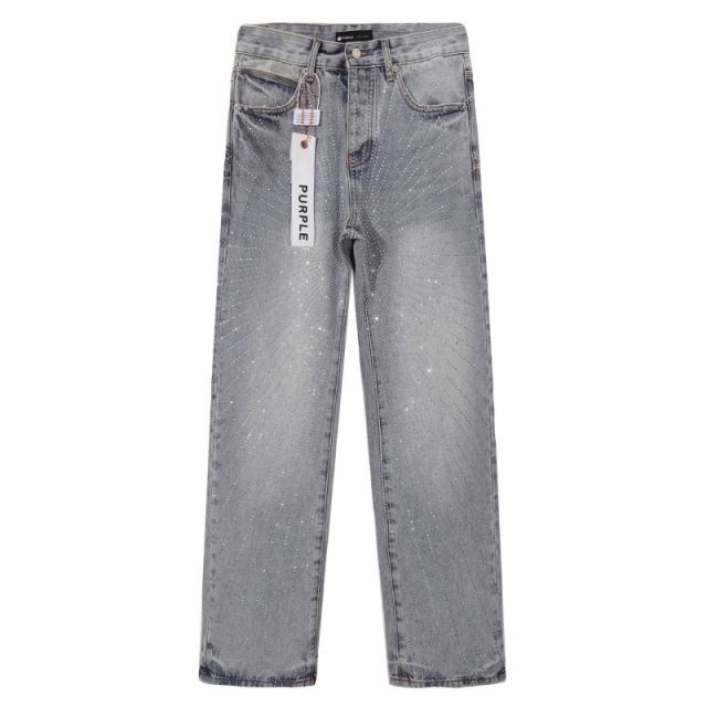 [Hot] 1:1 PURPLE BRΑND Rhinestone Straight Denim Jeans