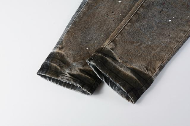 1:1 PURPLE BRΑND rUST Wash Splatter Distressed Skinny Fits Jeans
