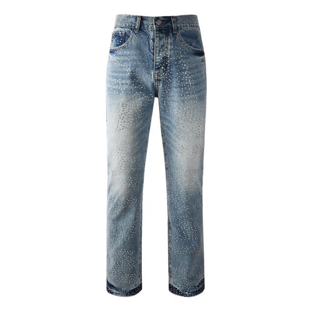 [Hot] 1:1 PURPLE BRΑND Rhinestone Straight Denim Jeans