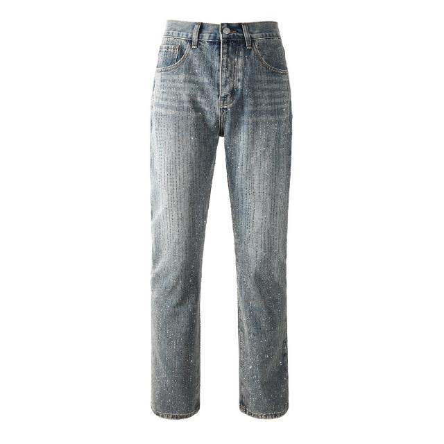 [Hot] 1:1 PURPLE BRΑND Rhinestone Straight Denim Jeans