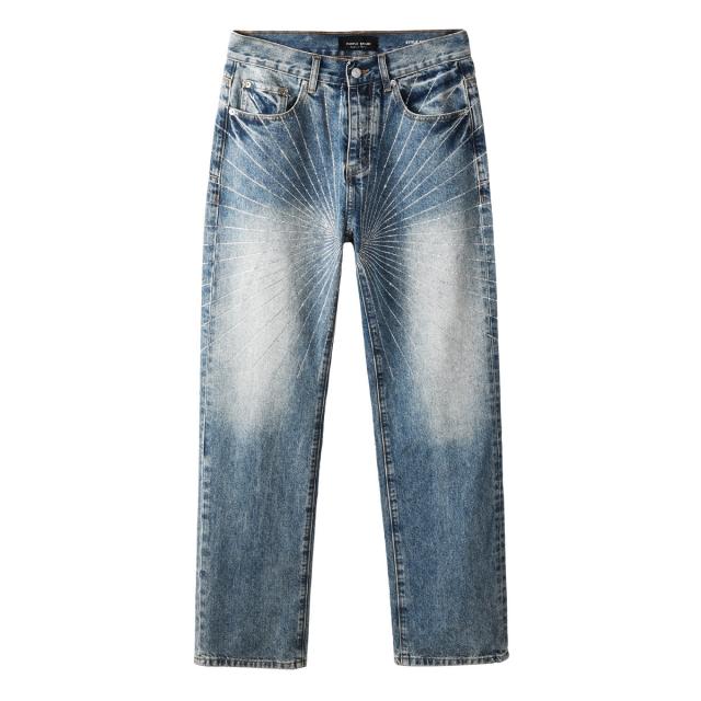 [Hot] 1:1 PURPLE BRΑND Rhinestone Straight Denim Jeans