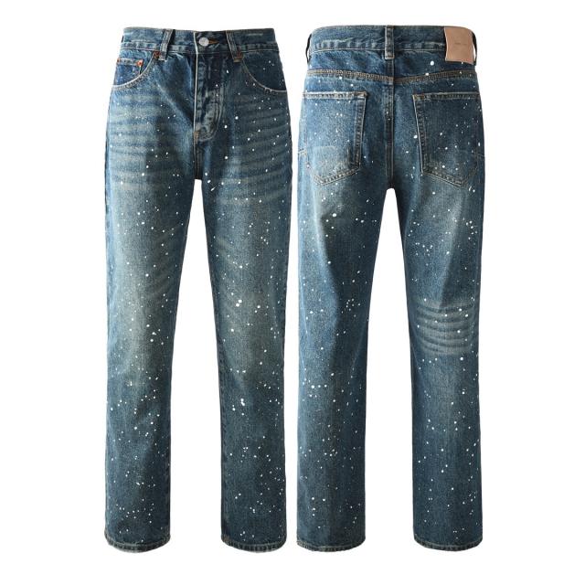 [Hot] 1:1 PURPLE BRΑND Rhinestone Straight Denim Jeans