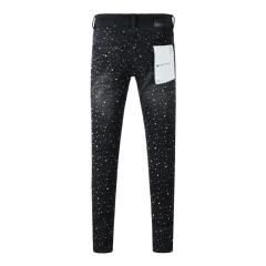 1:1 PURPLE BRΑND Rhinestone Black Jeans
