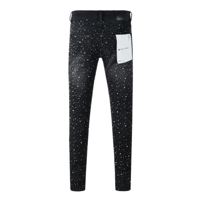 1:1 PURPLE BRΑND Rhinestone Black Jeans