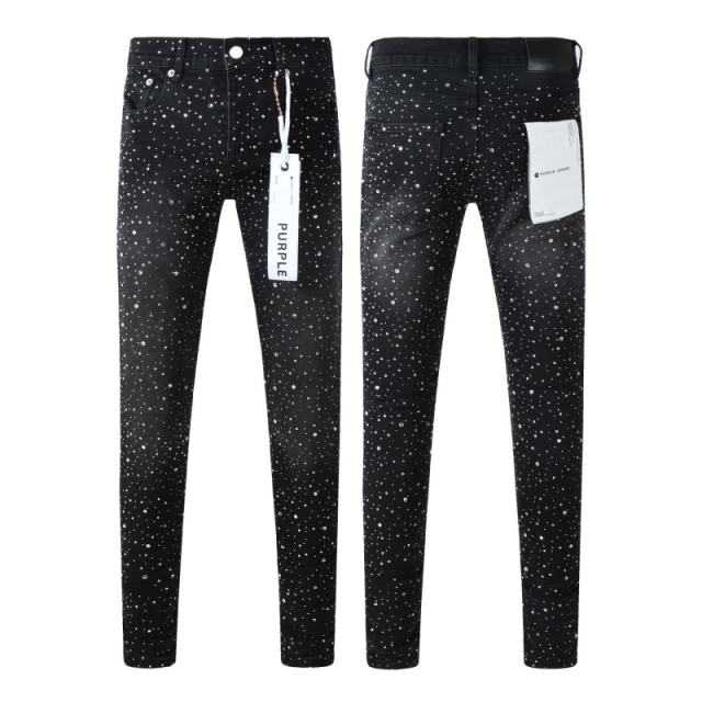 1:1 PURPLE BRΑND Rhinestone Black Jeans