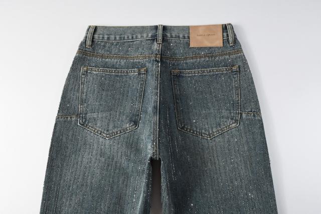 [Hot] 1:1 PURPLE BRΑND Rhinestone Straight Denim Jeans