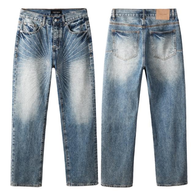 [Hot] 1:1 PURPLE BRΑND Rhinestone Straight Denim Jeans