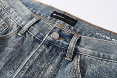 [Hot] 1:1 PURPLE BRΑND Rhinestone Straight Denim Jeans